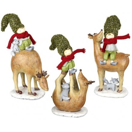 3 Assorted Reindeer & Friends Figurines
