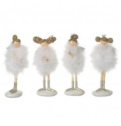  These 4 assorted standing resin ballerinas will be sure to add that magical white wonderland theme