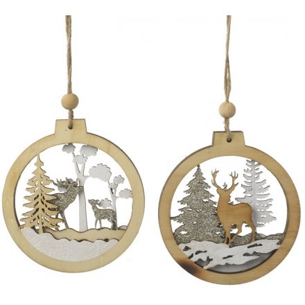 Reindeer 3D Hanging Decorations, 2 Assorted, 13cm