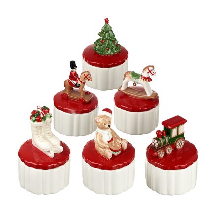 Christmas Trinket boxes, 6 Assorted