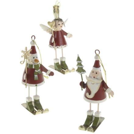Metal Hanging Snowman, Angel & Santa 8.5cm