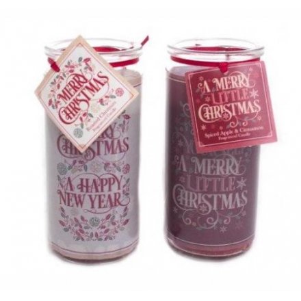 Merry Christmas & Happy New Year Tube Candles, 2 Assorted