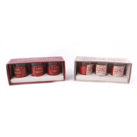 Pack of 3 Christmas Candles 2 Asst