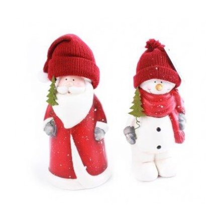 Santa/Snowman with wooly hat, 2 Assorted