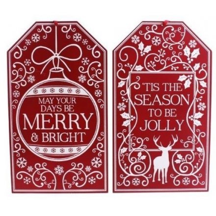 Red Christmas Tag Plaque