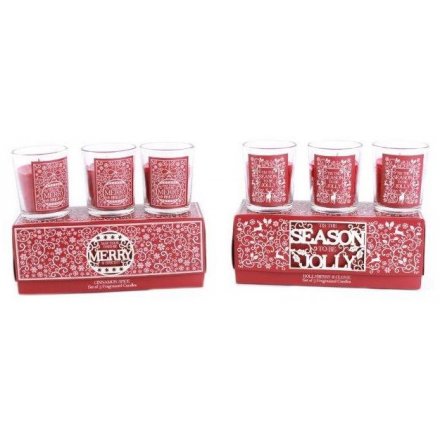 Red Christmas Candle Pots