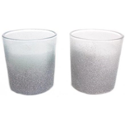Small Glitter Candle Pots, 2 Assorted