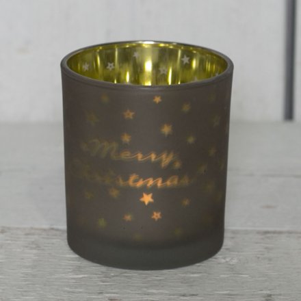 Star Design Merry Christmas Candle Pot 9cm
