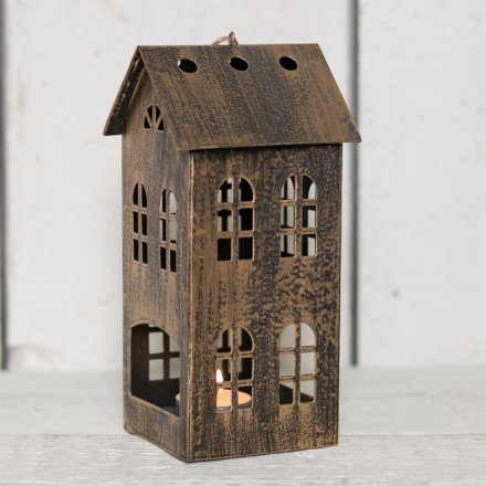 Copper Distressed House Lantern - 16cm