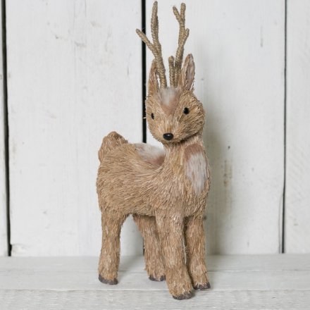 Natural Reindeer with Faux Fur 39.5cm