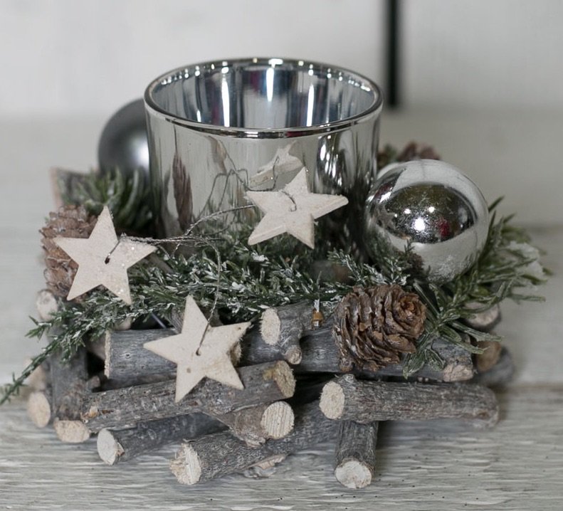 Whitewashed Candle Holder 16cm 34544 Christmas / Candles and