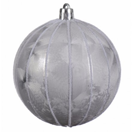 Ice Glitter Silver Luxe Bauble 8cm