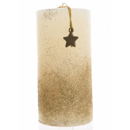 Glittered Star Candle 13cm 