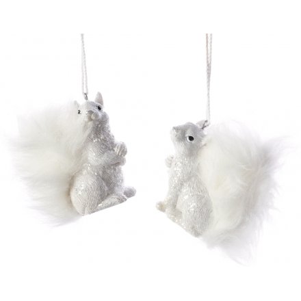 Squirrel Hanging Decs Fluffy Tail Mix