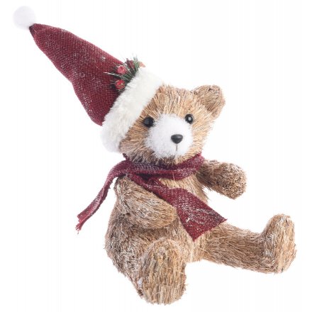 Christmas Bear w Hat and Scarf 23cm