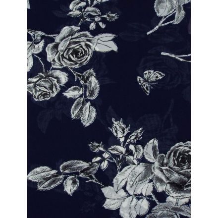 A mix of 2 navy and white floral rose scarves. A pretty gift item and timeless fashion accessory.