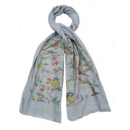 A mix of 4 colourful bird design scarves. A pretty item for the Spring and Summer season.
