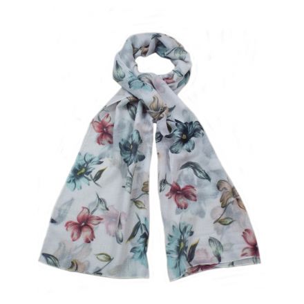 Look stylish in one of these beautiful floral design scarves. A lovely gift item and fashion accessory.