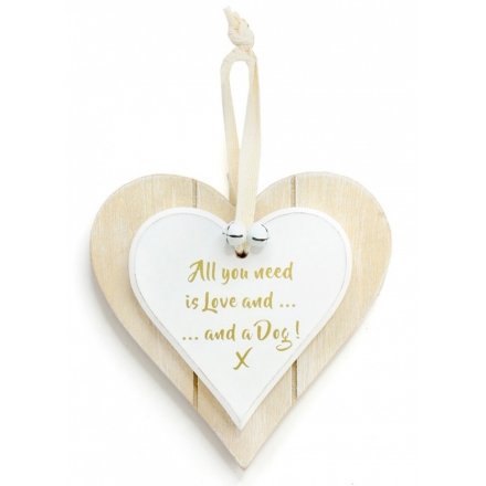 Double Heart Love & Dog Hanging Decoration