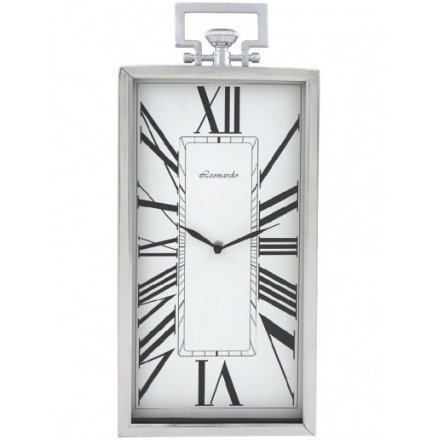 Silver Rectangle Clock Large 45cm