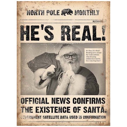 Headline News Santa Metal Sign