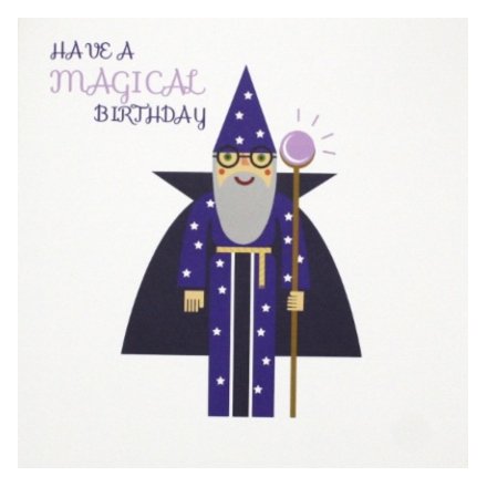 Have a magical Birthday with this contemporary graphic design coloured card. Perfect for all ages.