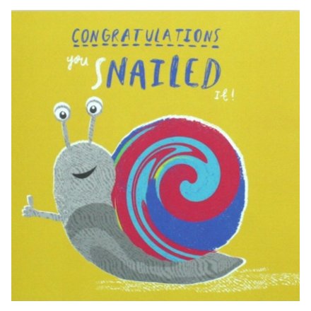 Congratulations you snailed it! A colourful and quirky greetings card for those who have made an achievement!
