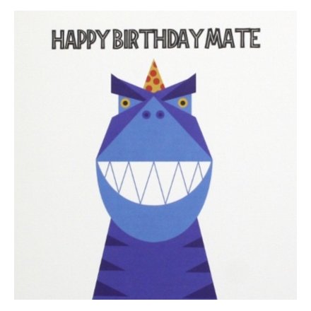 A fantastic graphic illustration of a very happy dinosaur offering a birthday smiles and celebration to his mate