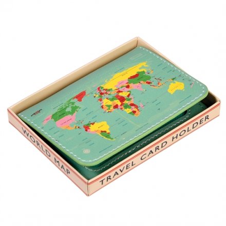 The perfect gift for those on the go! A travel map design card holder with gift box.