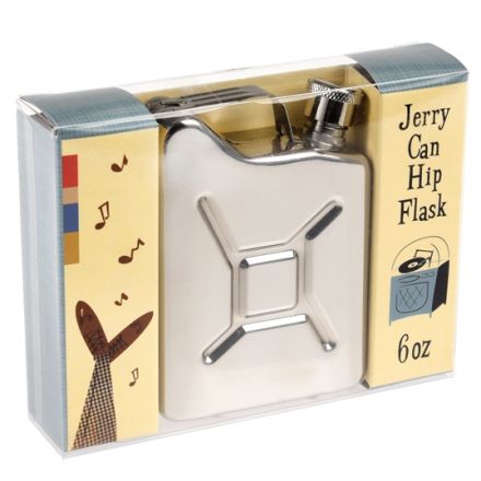 Jerry can shaped stainless steel hip flask in a Modern Man presentation box. 