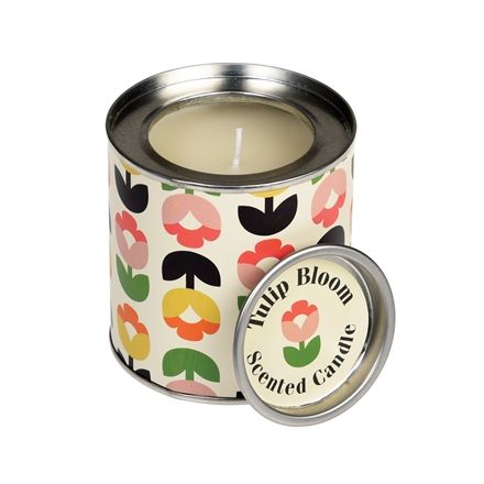 A Tulip Bloom scented candle set within a candle tin. From the popular Tulip Bloom range. 