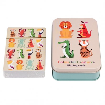 A Colourful Creatures design metal tin and playing cards. A lovely gift item and game for when on the go!