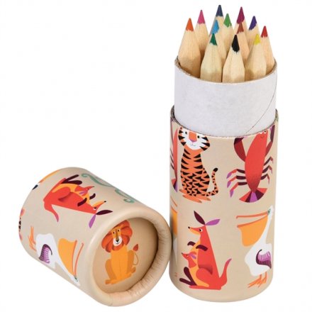 Get creative with this set of 12 coloured pencils in the fun Colourful Creatures design tube. 