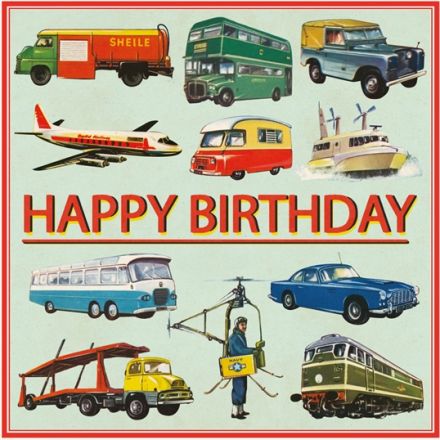 Vintage Transport Birthday Greeting Card