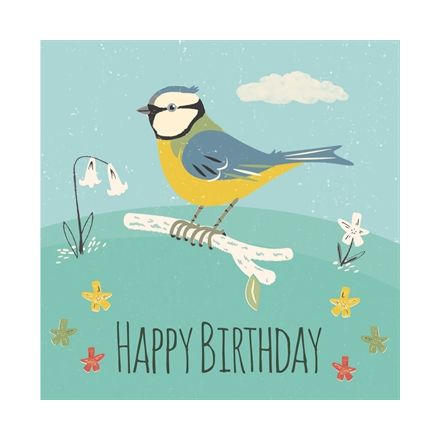 Blue Tit Happy Birthday Card