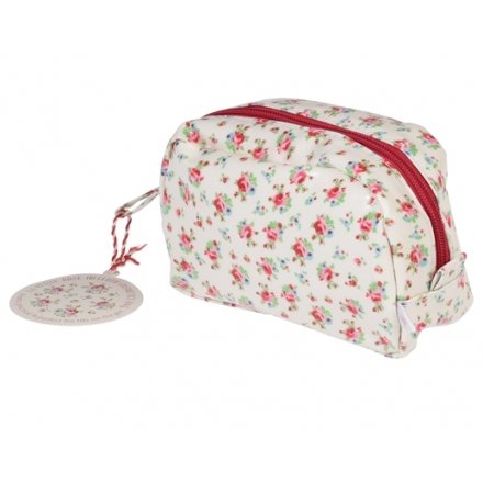 A pretty and practical oil cloth make up bag in the popular La Petite Rose design. Complete with inner pouch.