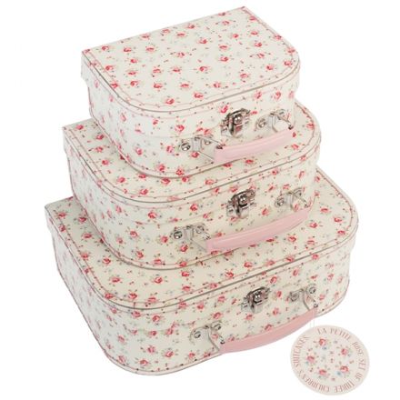 A delightful set of assorted sized cases covered with a Petit Rose decal and pretty pink colouring 