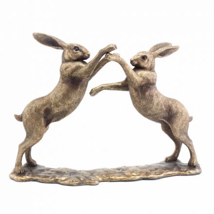 Bronzed Reflections Boxing Hares 42.5cm