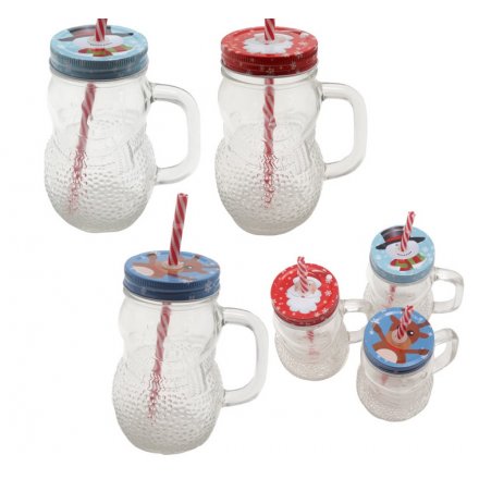 Snowman Themed Drinking Jars