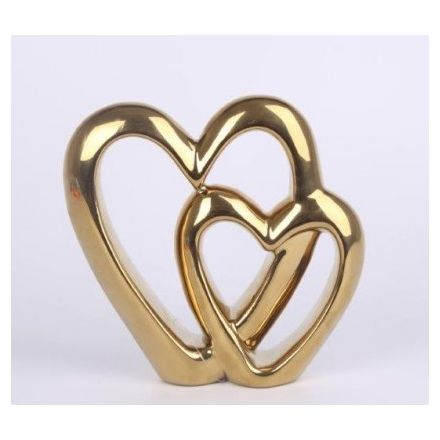Gold Double Heart Ornament