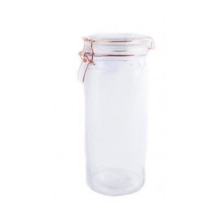 Glass Storage Jar with Copper Clasp - Large