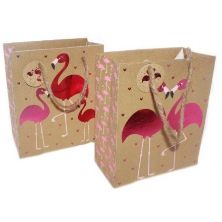 Medium Flamingo Gift Bags, 2 Assorted