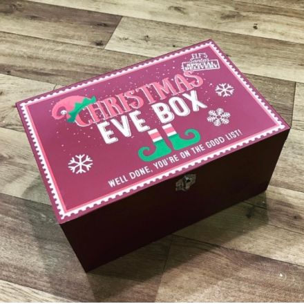 Get ready for Christmas with this large Christmas Eve box with a child friendly elf design 