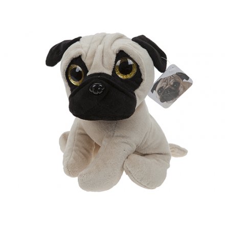 An adorable soft toy pug for little ones to enjoy.