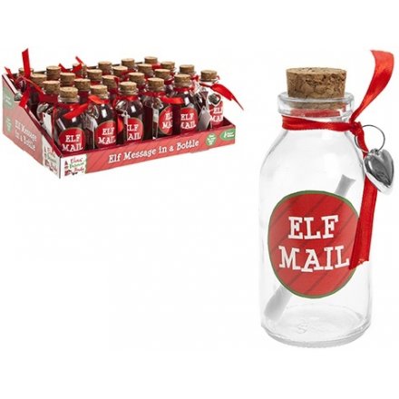 Elf Mail! A fabulous message in a bottle with red ribbon and cork lid.