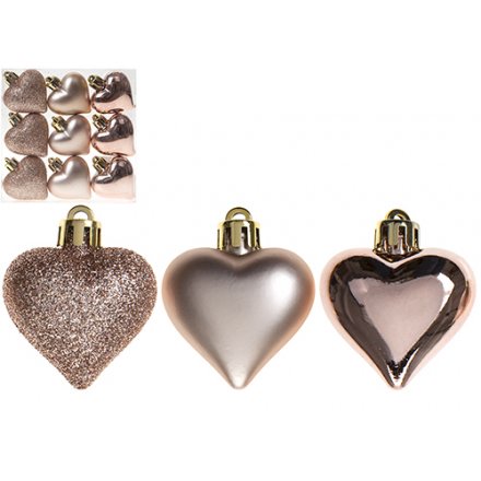 Chic Heart Baubles, Rose Gold