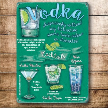 Vodka Cocktails Mini Metal Sign
