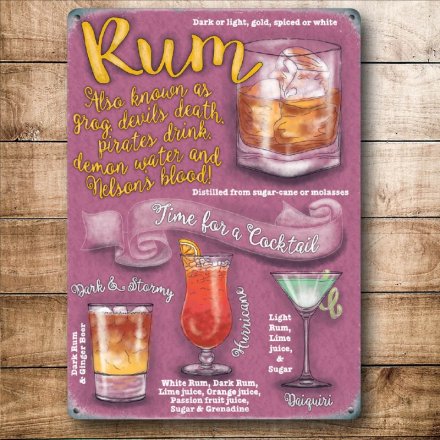 Rum Cocktails Mini Metal Sign