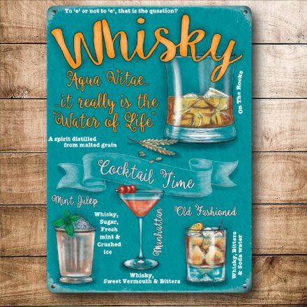 Whiskey Cocktails Metal Sign