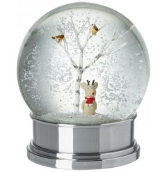 A charming Christmas Snow Globe with a snowy woodland scene and adorable mouse.